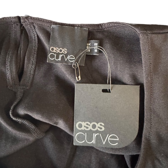 ASOS Curve - NWT Black Peplum Hem Short Sleeve Preppy Dress Sz 18 US / 22 UK - Picture 6 of 8